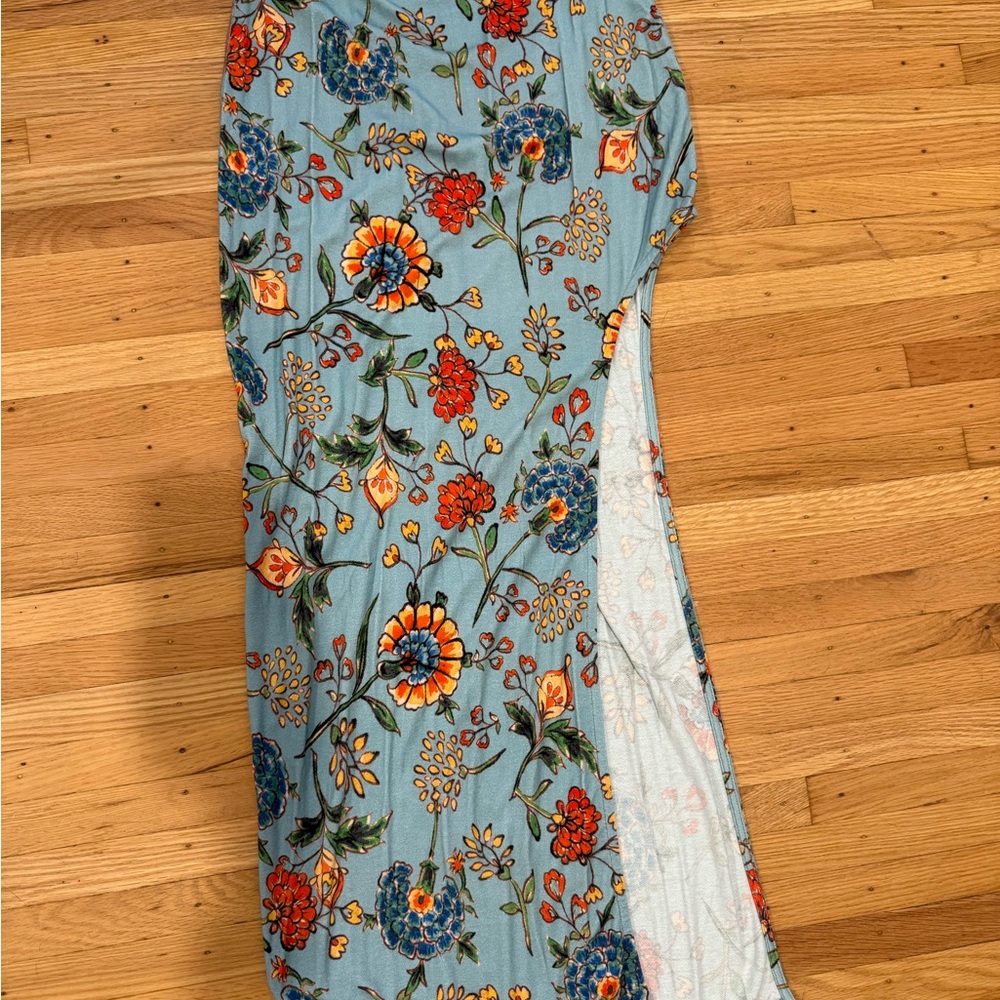 Free People Floral Blue and Orange Skirt